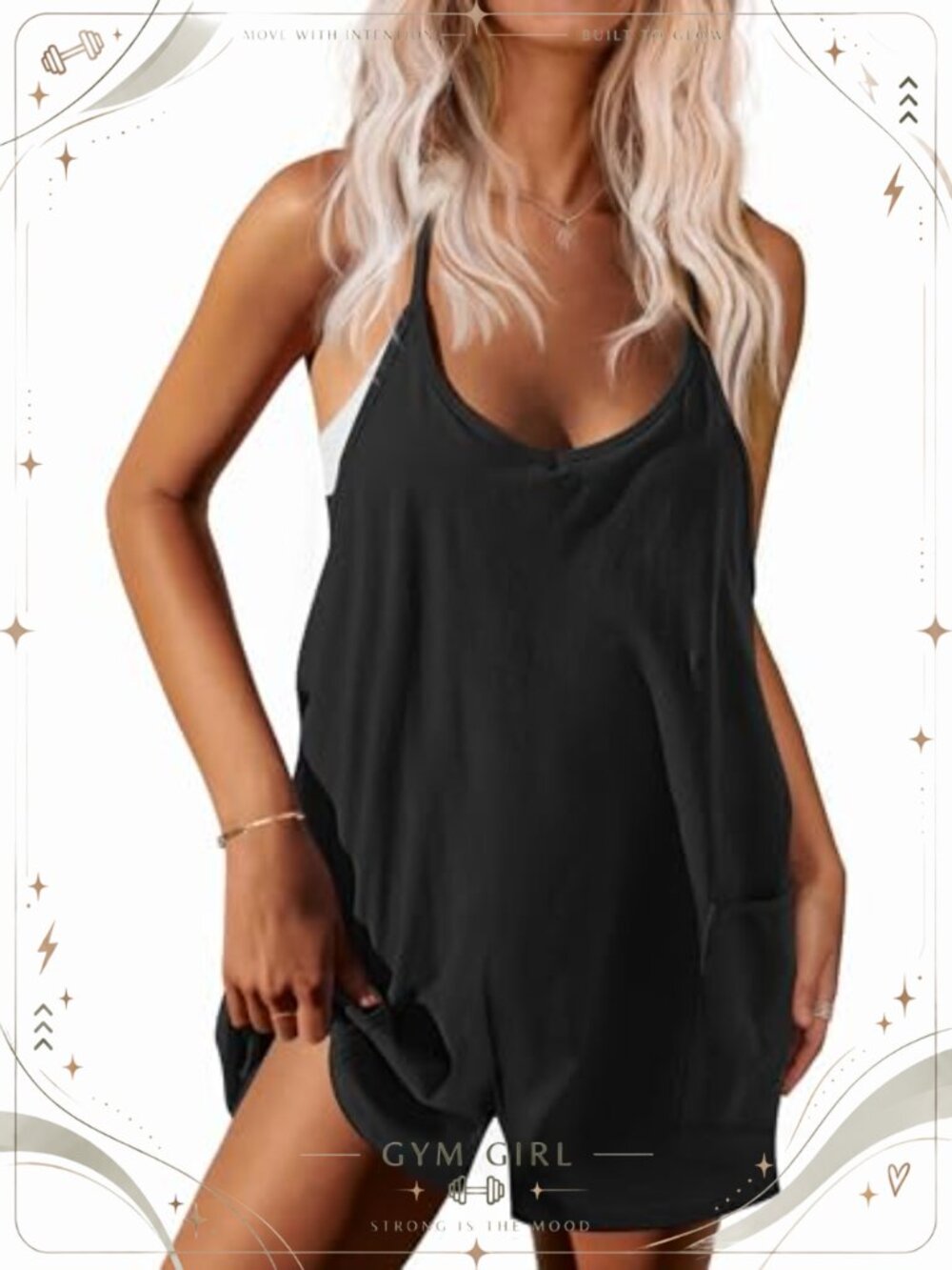 Ekouaer Women's Summer Romper Spaghetti Strap Sleeveless Shorts Jumpsuit with